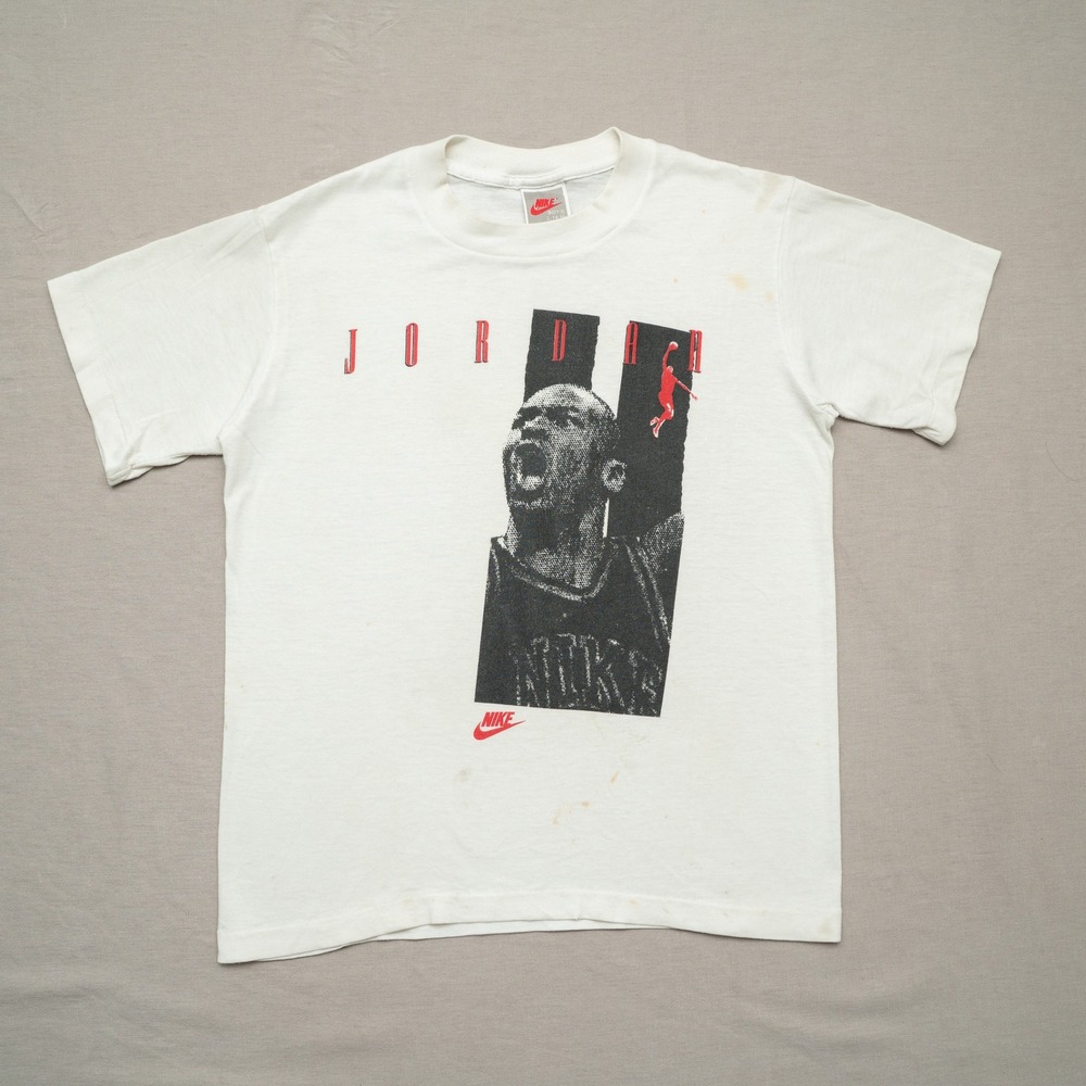 Vintage Late 80s Early 90s Michael Jordan Big Face Nike Grey Tag‎ Youth T Shirt